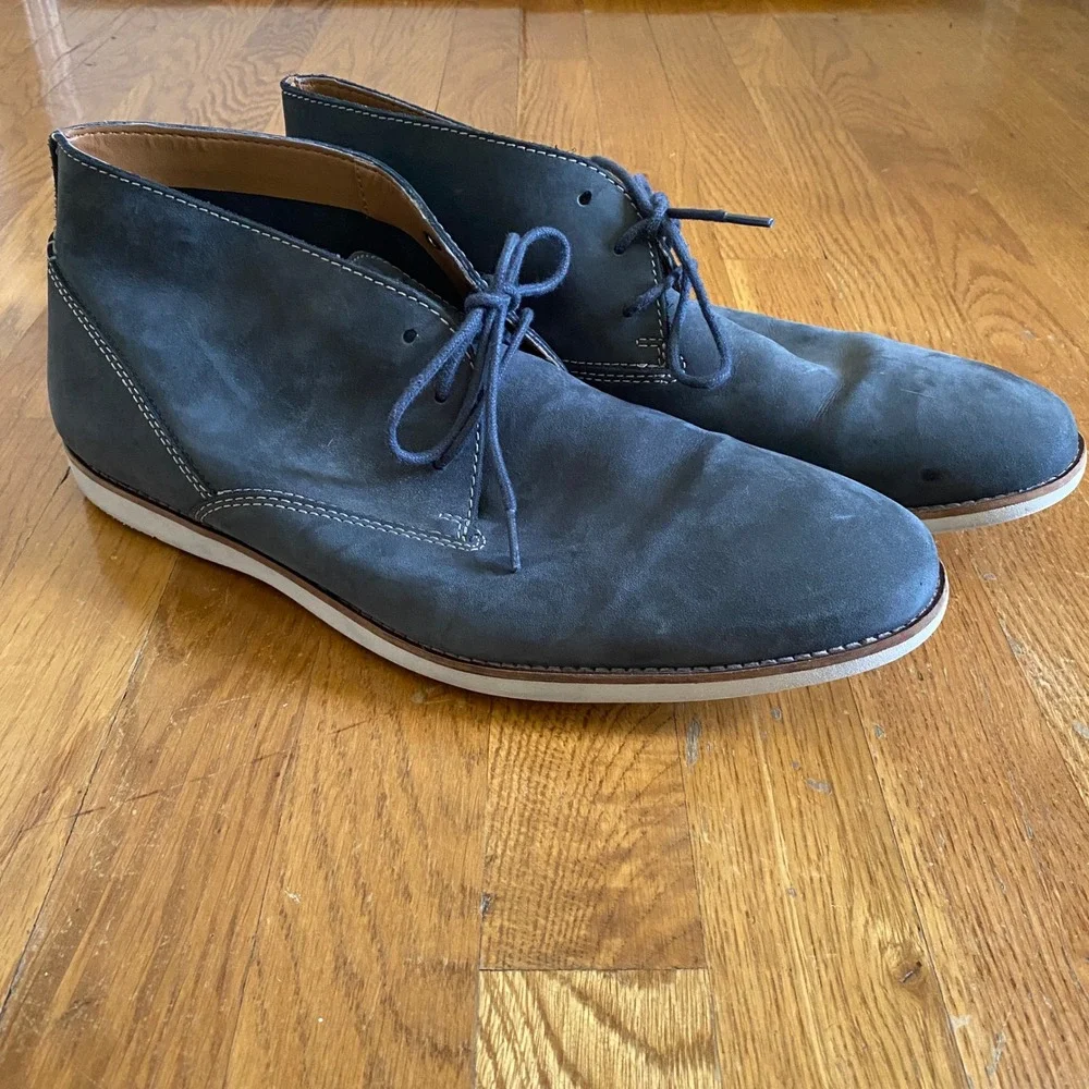 Clarks Chukka Boots Mens 13 Blue Suede Quiet Luxury Casual Preppy Travel 15103